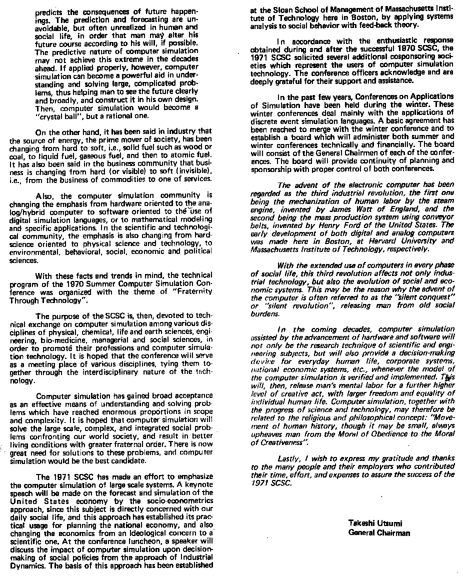 1971 SCSC General Chairman's msg/Page 2