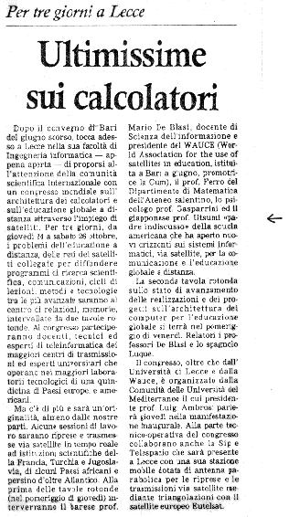 La Gezzetta del Mezzogiorno, 21 Giugno, 1991